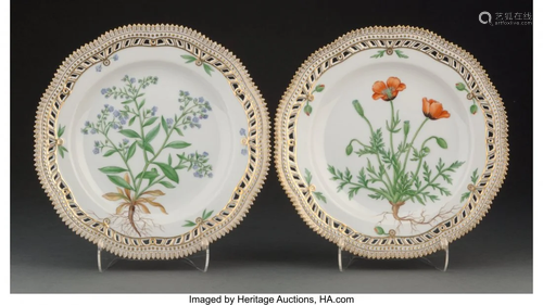 A Pair of Royal Copenhagen Flora Danica Pattern