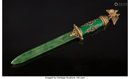 A Gilt Silver and Guilloche Enamel Letter Opener