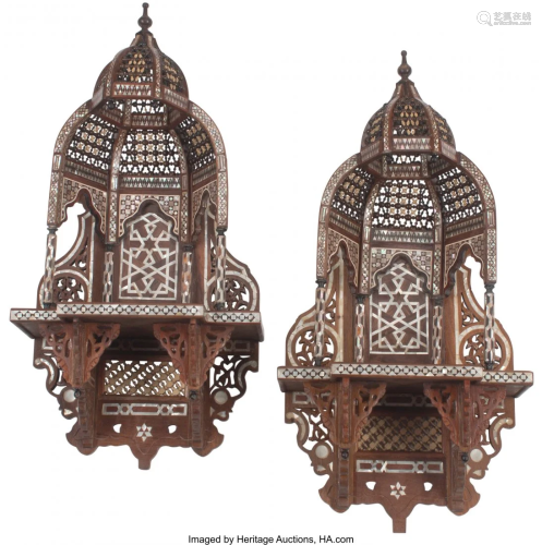 A Pair of Moorish Inlaid Portico-Form Brackets 2