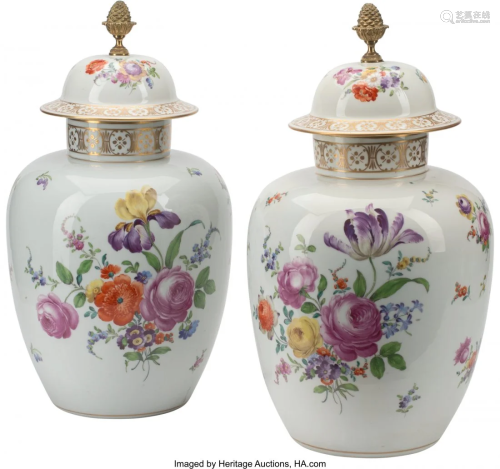 A Pair of Germain Porcelain Covered Urns, late 1
