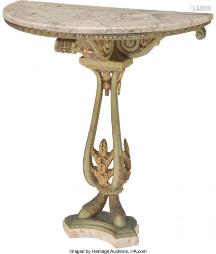 A Louis XVI-Style Patinated Bronze Demilune Cons