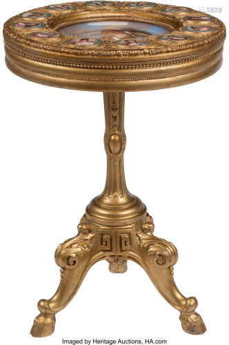 A Louis XVI-Style Giltwood Table with Bronze Mou