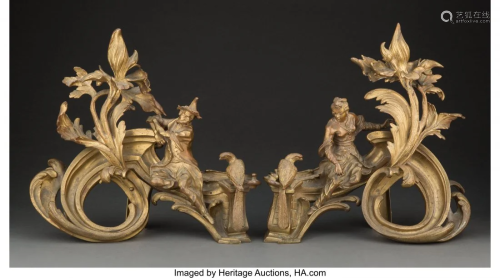 A Pair of Louis XV-Style Gilt Bronze Figural Che