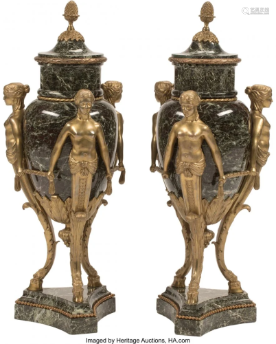 A Pair of Large French Louis XVI-Style Verte Mar