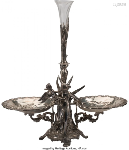 A Continental Silver-Plated and Crystal Figural