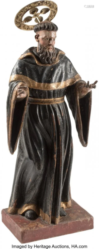 An Italian Carved and Giltwood Figure of a Saint
