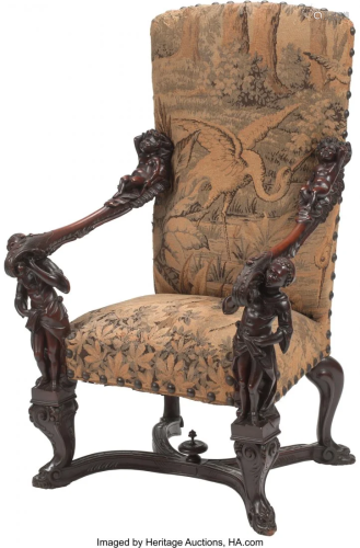 An Italian Baroque-Style Figural Armchair, 19th