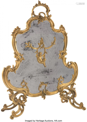 A Louis XV-Style Gilt Bronze Firescreen 29-3/4 x