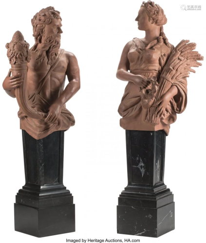 A Pair of Monumental Terracotta-Painted Bronze H