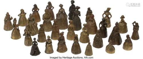 A Group of Thirty Continental Bronze Figural Bel