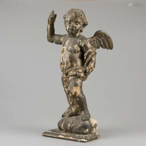 (A203/A141). A wooden sculpture of an angel, 17th century.