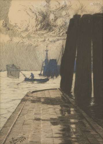 W. Fransen, first quarter 20th C. A fisherman in the harbour...