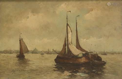 Schmitt, 19th/20th C., Shipping on the IJ, Amsterdam.