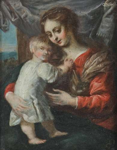 Flemmish School, ca. 1800. Madonna and child.