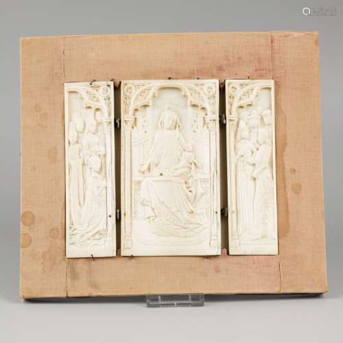 An ivory triptych, possibly 16th. C. or later, possibly Fran...