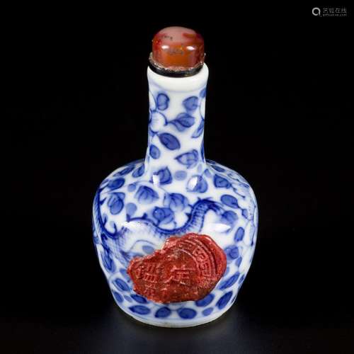 A porcelain double snuff bottle decorated with dragons, Chin...