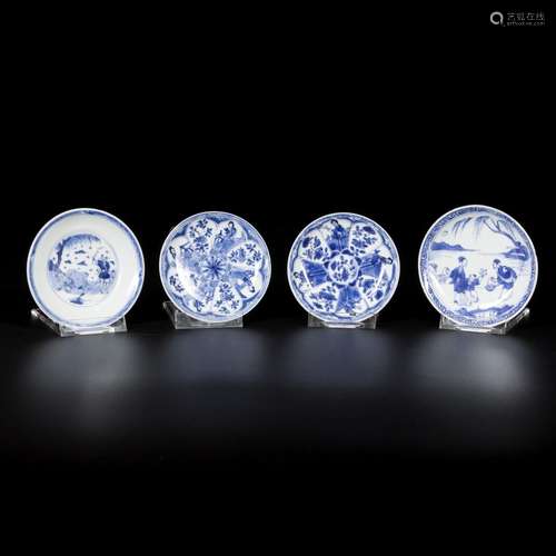 A lot comprising (4) porcelain plates, three with Long Eliza...