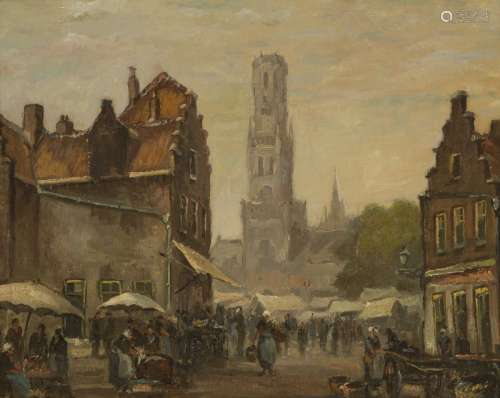 Gerard Wiegman (Rotterdam 1875 - 1994 Schiedam) - A market i...