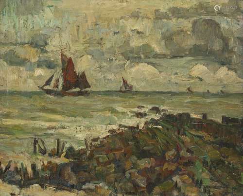 Fishing vessels off the coast of Zeeland(?), The Netherlands...