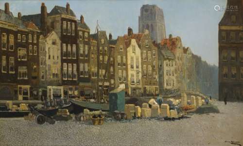 Chris Soer (Den Haag 1882 - 1961), View in Rotterdam with th...