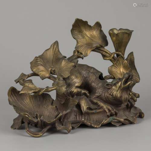 A bronze desk ornament in the shape of a dragon, France, lat...