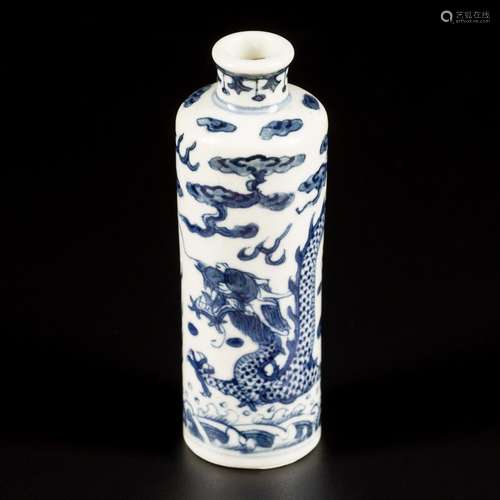 A softpaste snuff bottle with dragon decoration, China, 19th...