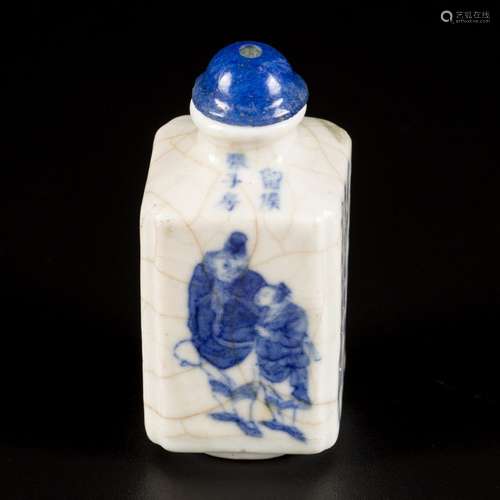 A softpaste snuff bottle with Wu Shuang Pu decor, China, 19t...