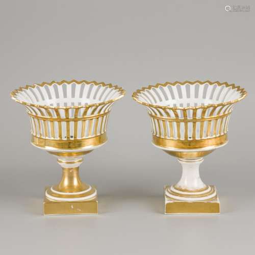 A set of (2) Empire gilt porcelain coupes, France, 1st half ...