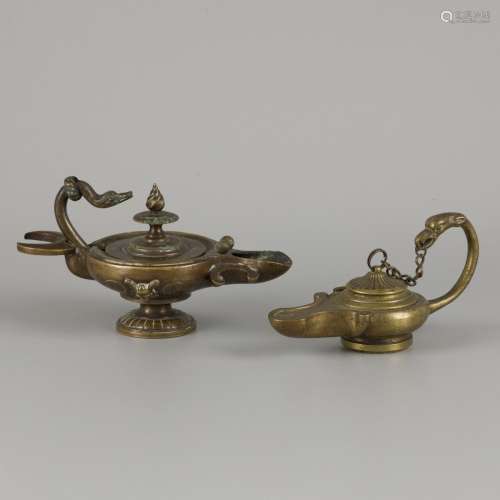 A lot comprising (2) Grand Tour Souvenirs/ oil lamps, 19th c...