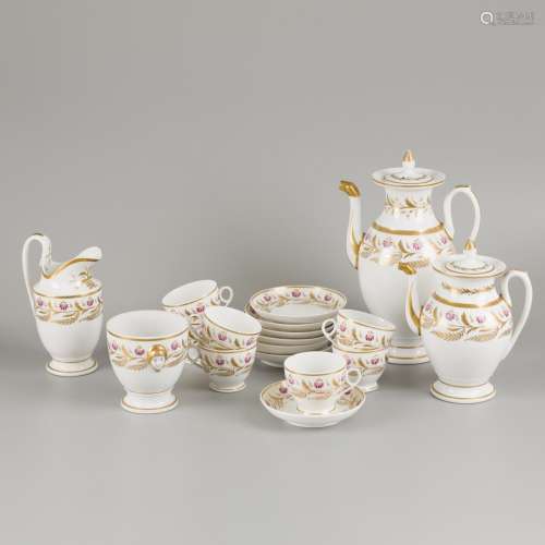 A porcelain coffee/tea set with floral decorations, France, ...