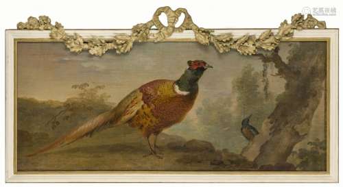 A dessus porte depicting a pheasant and a kingfisher.