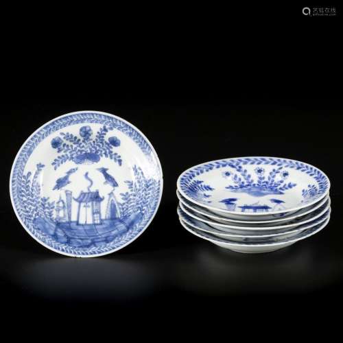 A set of (6) porcelain plates with cuckoo and house decorati...