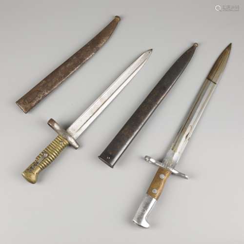A Spanish Mauser bayonet, together with a French Yatagan bay...