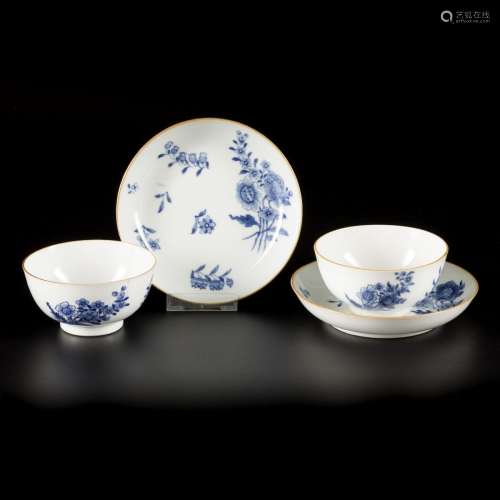 A set of (2) porcelain deep plates with matching bowls with ...