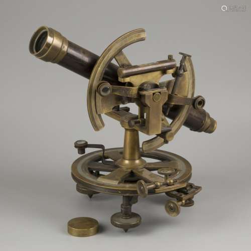 A brass A. Meisner surveyors' level spirit instrument (trans...