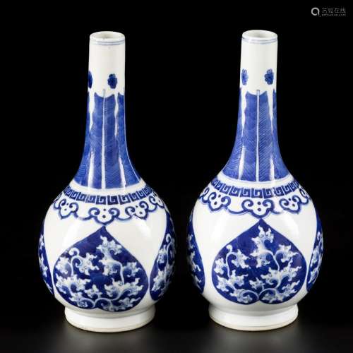 A set of (2) porcelain pipe vases, for the Islamic market, C...