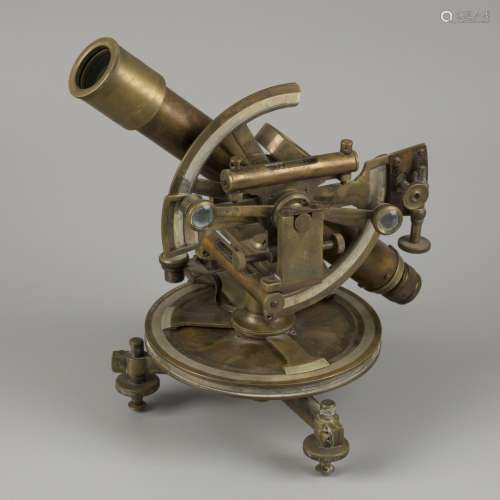 A brass surveyors' spirit level instrument with compass (tra...