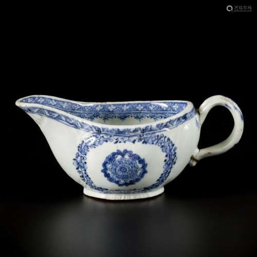 A porcelain sauce boat with floral decoration, China, 18th c...