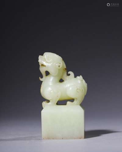 A Chinese Jade Beast Seal,Qing Dynasty