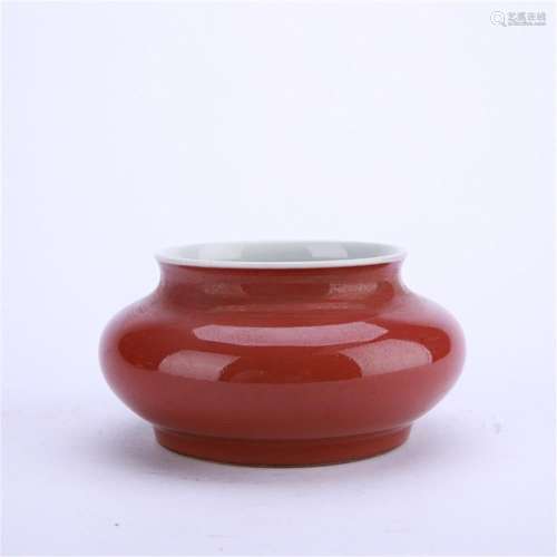 A Chinese Red-Glazed Washer,Qing Dynasty