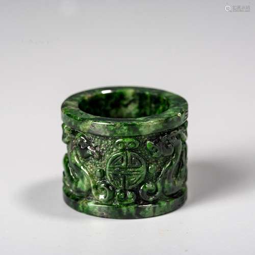 A Chinese Jadeite Archer's Ring, Qing Dynasty