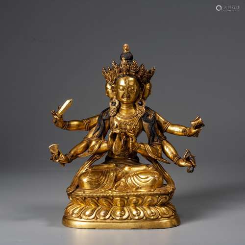 A Chinese Gilt-Bronze Figure Of Buddha,Qing Dynasty