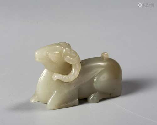 A Chinese White Jade Carved Sheep,Ming Dynasty