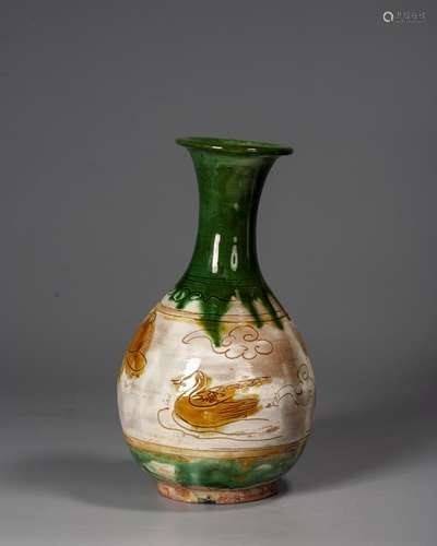 A Chinese Tang Tri-Colored Bottle Vase