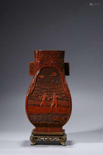 A Chinese Carved Red Lacquer Vase