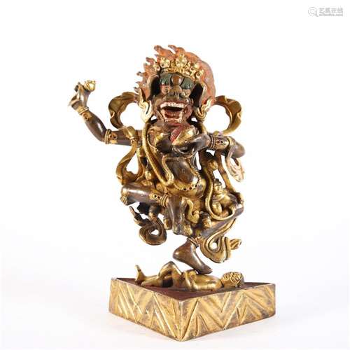 A Chinese Gilt-Bronze Figure Of Simhamukha,Qing Dynasty