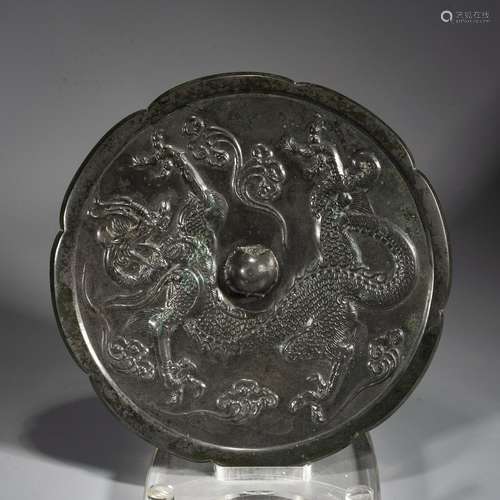 A Chinese Bronze Dragon Mirror,Tang Dynasty