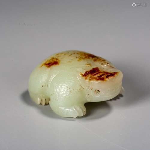 A Chinese White Jade Auspicious Beast, Before Ming