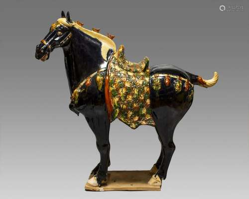 A Chinese Sancai-Glazed Horse,Tang Dynasty