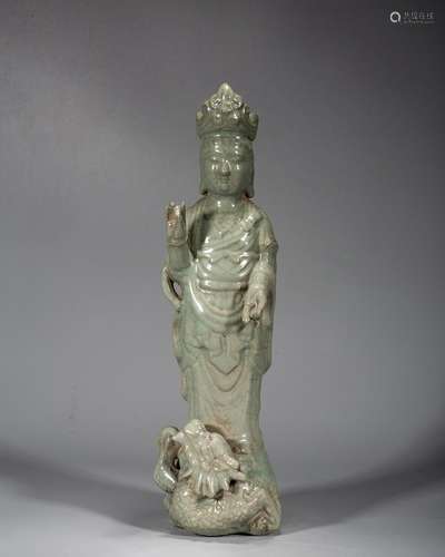 A Chinese Ruyao Carving Of Bodhisattva